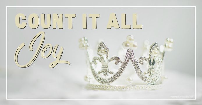 Devotional title text overlaying a diamond crown on a fluffy, white material.