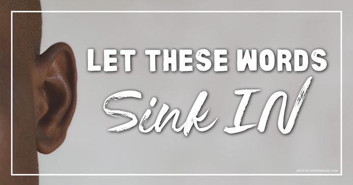 The title text "Let These Words Sink In" in a bold white font with an ear to the left of them.
