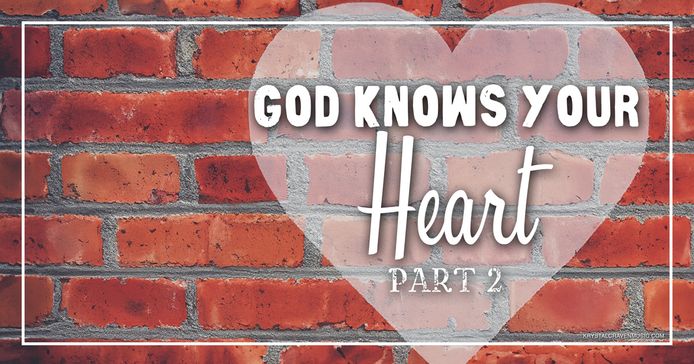 The title text "God Knows Your Heart Part 1" over a red brick wall with a pink heart painted on it.