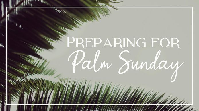 Devotional title text overlaying a gray background with green palm branches.