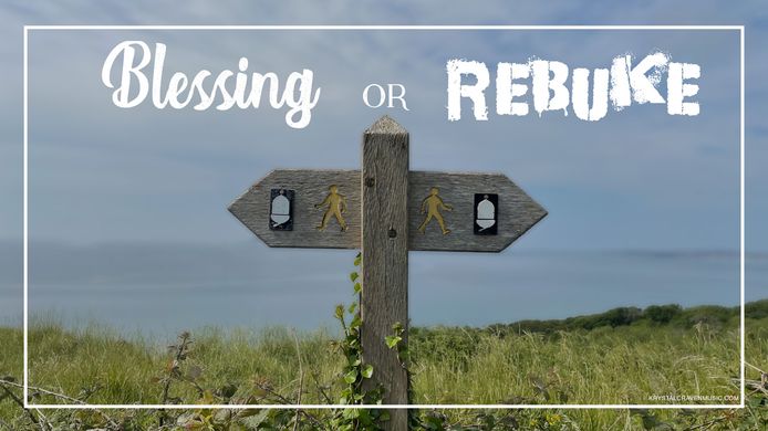 Devotional title text overlaying a sign with an ocean background. The sign shows arrows to the right and left with symbols of walking people indicating the foot path is to the right and left only.