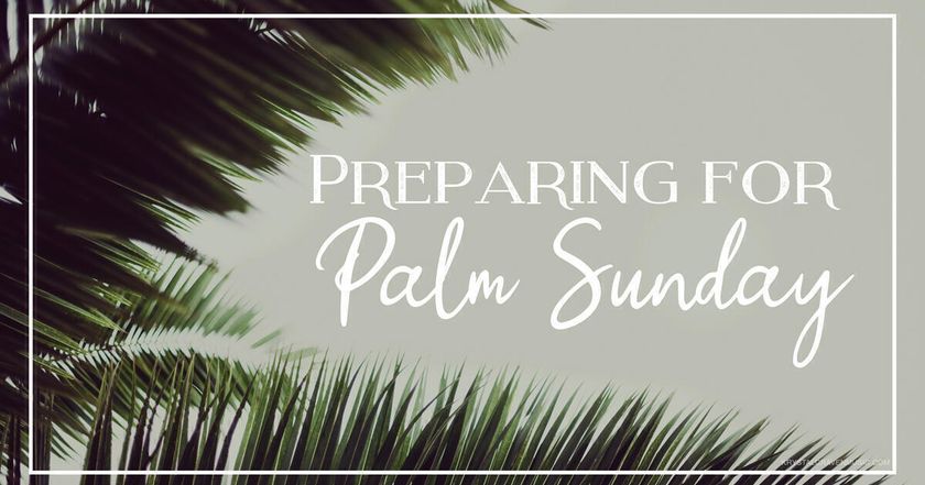 Devotional title text overlaying a gray background with green palm branches.