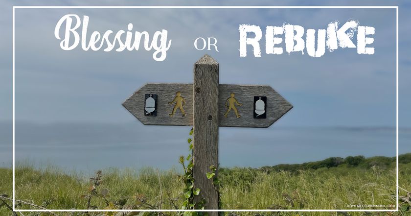 Devotional title text overlaying a sign with an ocean background. The sign shows arrows to the right and left with symbols of walking people indicating the foot path is to the right and left only.