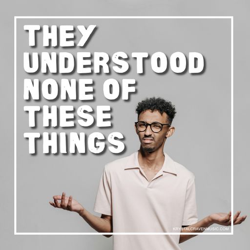 The title text "They Understood None of These Things" over a man with a confused look on his face with his shoulders shrugged and hands facing upwards.