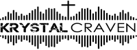 Wave form split in half horizontally with the words "Krystal Craven" between them. A cross appears in the middle of the top wave form.